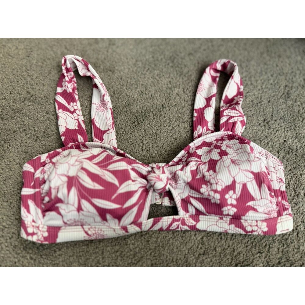 Xhilaration Side D/DD Floral Tropical White Rose Pink Bikini Top NWOT